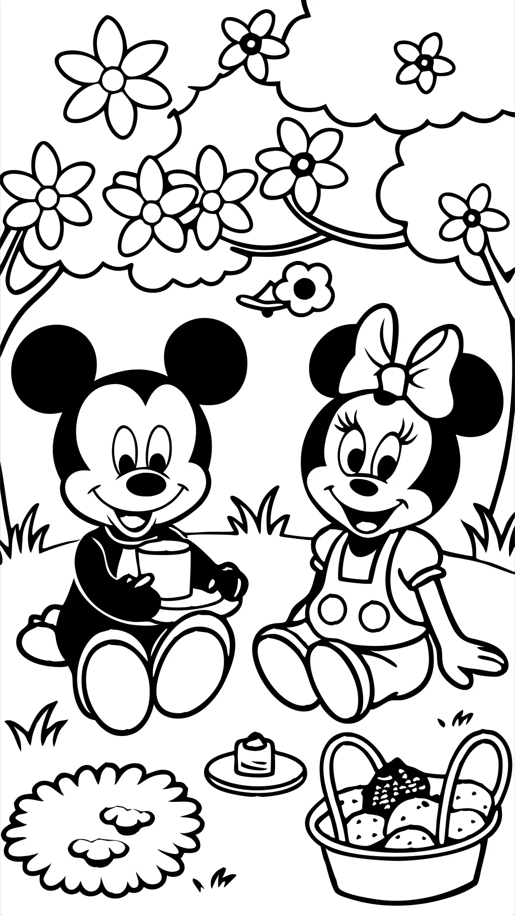 Páginas para colorear de Minnie Mouse y Mickey Mouse